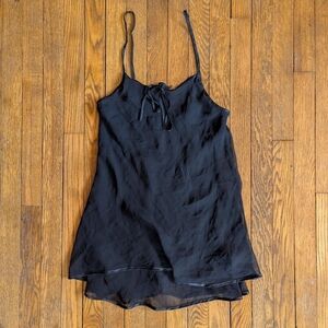 Fredrick's of Hollywood Black Sheer Negligee Chemise Slip Dress